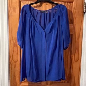 Apt. 9 Royal Blue Sheer Blouse With Attached Camisole, Size 3X